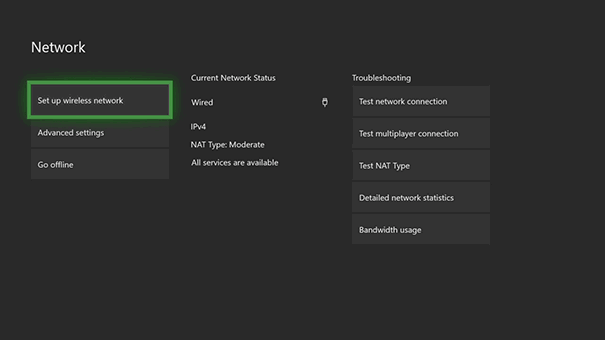 Xbox'ın Ağ ayarları xbox live hata kodu 0x800c0005