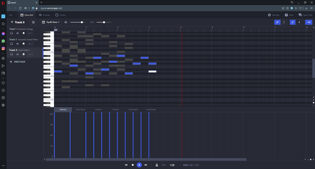 Signaal-MIDI-redaktor biitide loomiseks