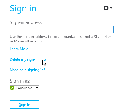 изтрийте информацията за прозорци за вход в Skype 10