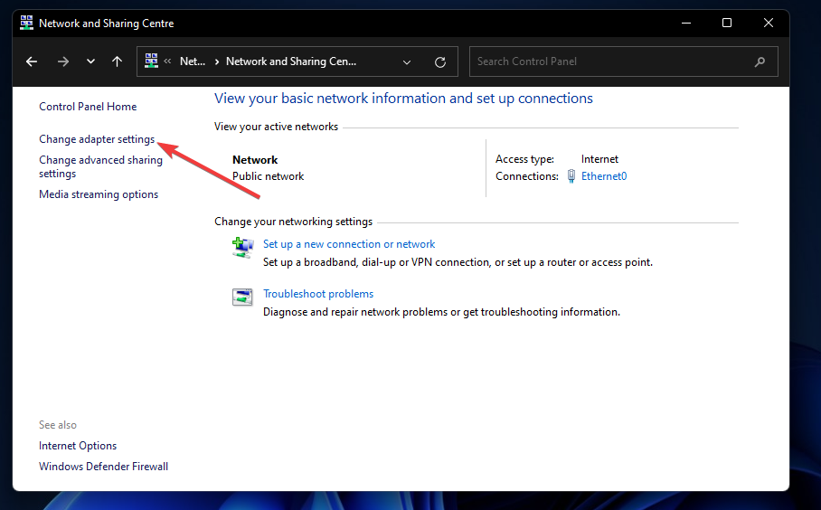 Spremenite možnost nastavitev adapterja Windows 11 Nadzor hitrosti omrežja