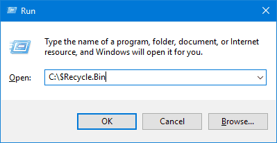 reciclar lixeira windows 10 faltando