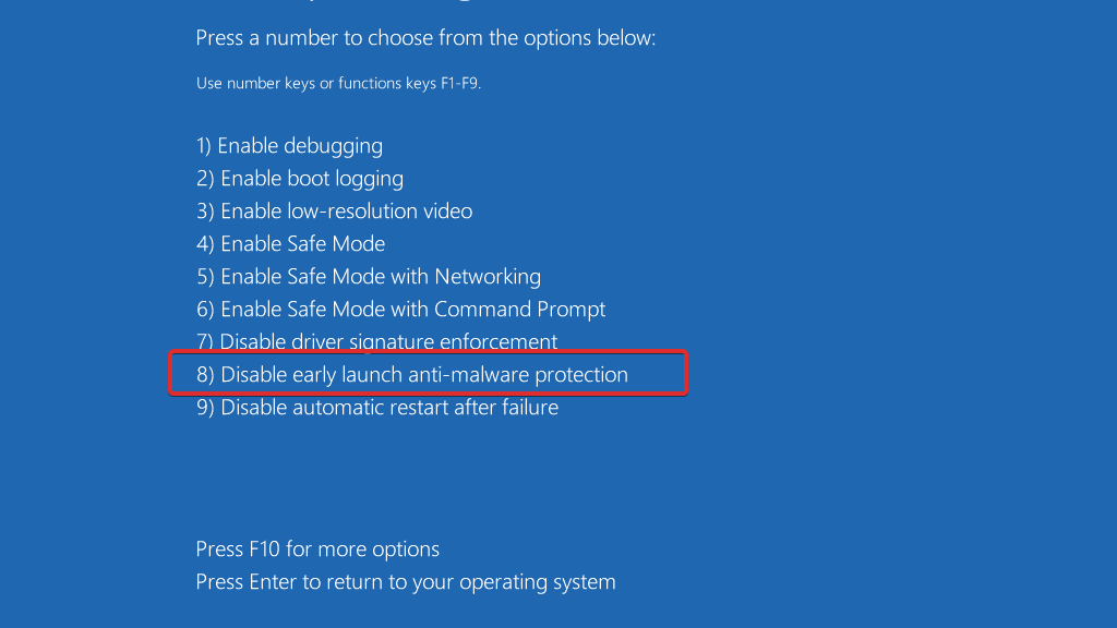 Startup-settings-menu Windows 11 klaidų sistemos gijos išimtis neapdorota