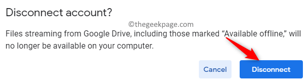 Google Drive Confirmer la déconnexion du compte Min