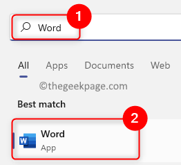 Windows Open Word App Мін