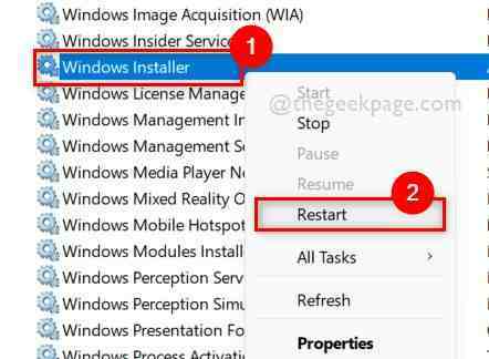 Windows Installer 11zon'u yeniden başlatın