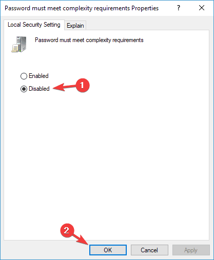 Det gick inte att uppdatera lösenordet för datorkontot