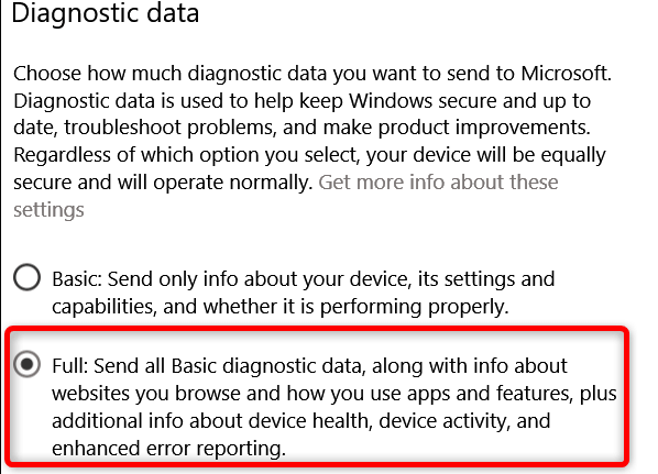 Dati di diagnostica Windows 10 - OneDrive non può essere eseguito con diritti di amministratore completi