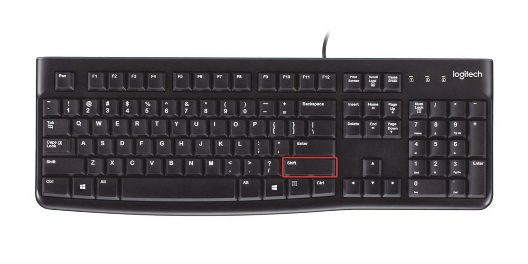 Pressione Shift para desbloquear um teclado