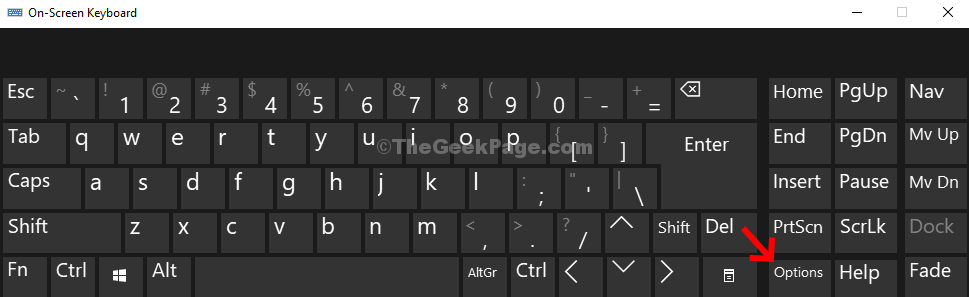Opções de teclado na tela