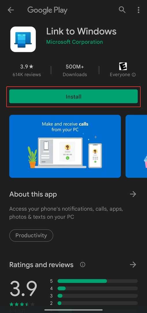 Installa Collegamento all'app di Windows.
