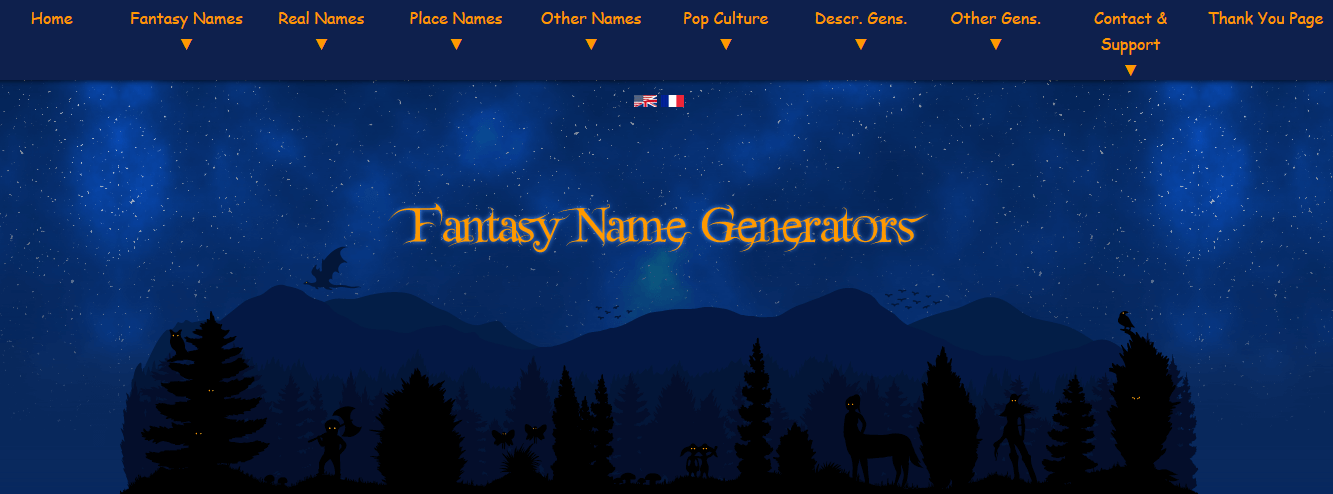 Fantasy Name Generator programmatūras nosaukumu ģenerators