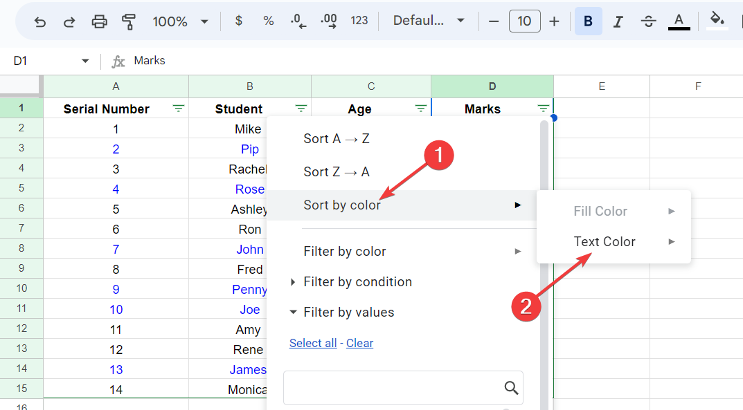 Comment trier les données Google Sheets par couleur