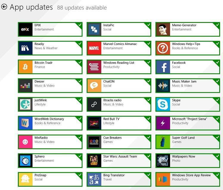 Windows Store-appar uppdateras inte