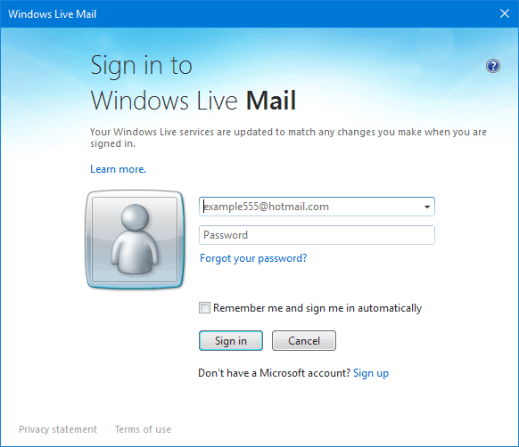 prijava v sistem Windows live mail ne deluje