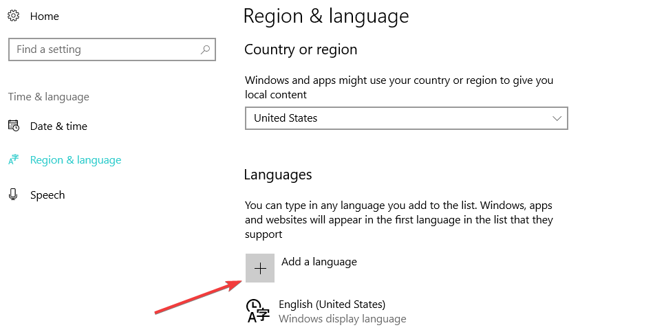 V iskalno vrstico vnesite »Nadzorna plošča« in nato pojdite na »Ura, jezik in regija«. Kliknite "Jezik" in v levem podoknu poiščite "Advance Settings" in kliknite nanj. Poiščite »Preglasitev privzetega načina vnosa«, kliknite spustno polje in izberite želeni jezik (angleščina, ZDA). Prepričajte se tudi, da je spustno polje »Override for windows display language« nastavljeno kot angleščina (ZDA). Kliknite »V redu« in znova zaženite sistem ter preverite, ali odpravlja vašo težavo. Če želite, da je vhodni jezik (branje in tipkanje) francoski ali italijanski, morate prenesti jezikovni paket in slediti spodnjim korakom. 1. V možnosti iskanja v opravilni vrstici vnesite Regija in jezik in pritisnite enter. 2. Če nimate francoskega ali italijanskega jezika, jih prenesite tako, da izberete možnost »Dodaj jezik«. 3. Po dodajanju jezika sledite koraku 1, izberite jezik in kliknite na »privzeto«.