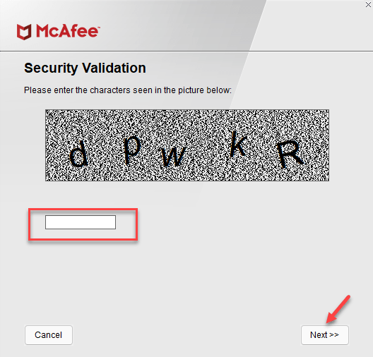 Mcafee Software Removal Security Validation Type Captcha Next Min