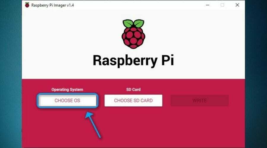 בחר OS Raspberry Pi Imager