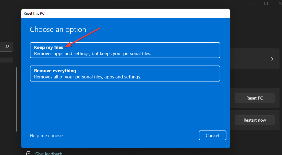 Mantieni l'opzione file Windows 11 vpn non funzionante