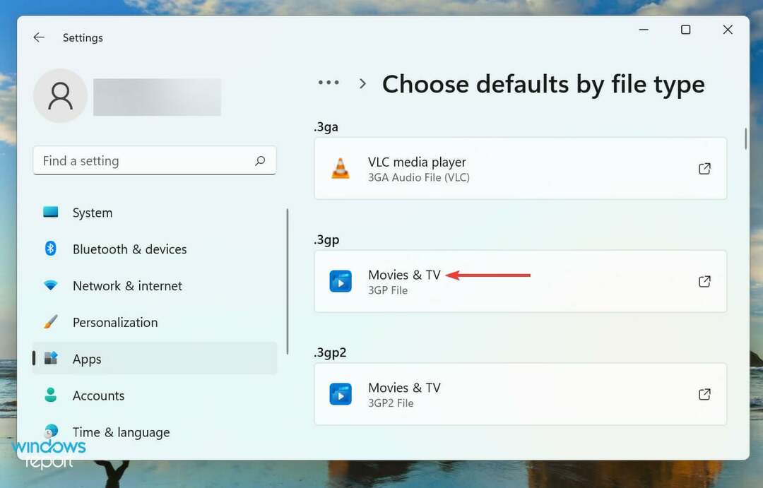 Windows 11 dosya ilişkilendirmesini kaldırmak için dosya türünü tıklayın