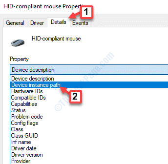 Hid Compliant Mouse PorpertiesDetailsプロパティデバイスインスタントパス
