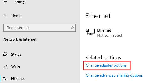 Impostazioni Ethernet