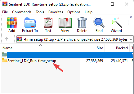 Zip aplanke pasirinkite Sentinel_LDK_Run-time_setup