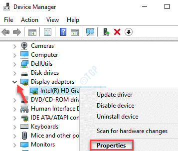 Device Manager Display Adapters คลิกขวา Properties