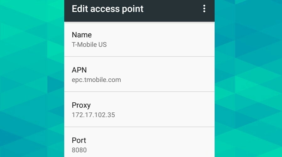 le impostazioni di Android modificano il proxy del point di accesso