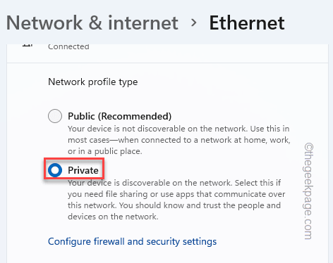 プライベートネットワークタイプ最小