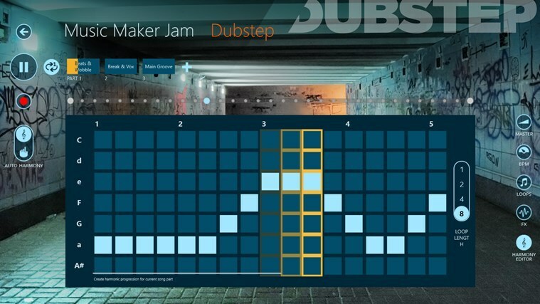 Music Maker Jam აპლიკაცია Windows 8, 10-ისთვის, იღებს ბევრ ახალ მუსიკის სტილს და სხვა მახასიათებლებს