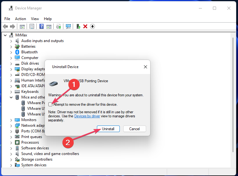 Désinstaller le bouton de la souris qui scintille sous Windows 11