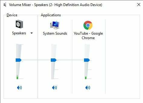 Windows sound mixer - لا يدعم المستعرض تغيير مستوى الصوت