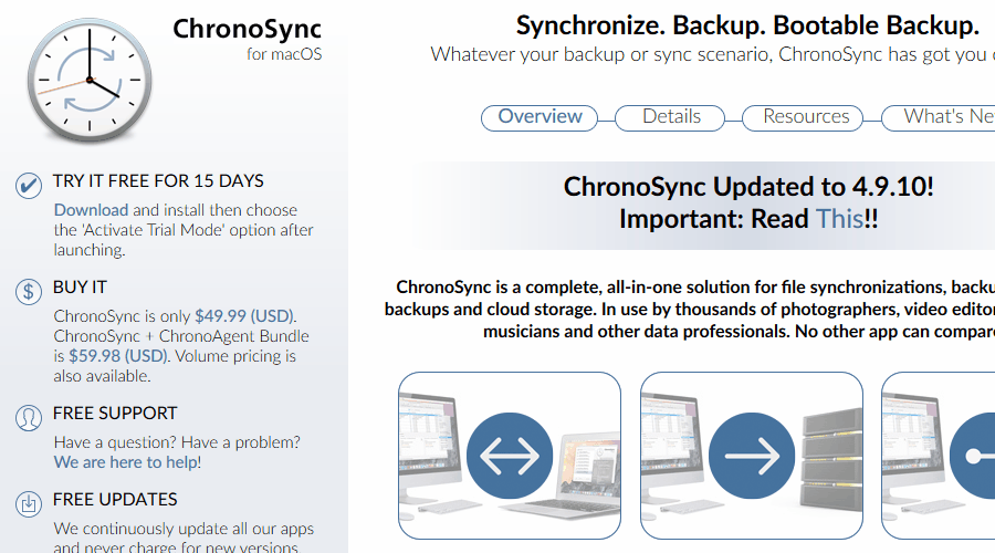 ซอฟต์แวร์สำรองข้อมูล ChronoSync สำหรับ mac