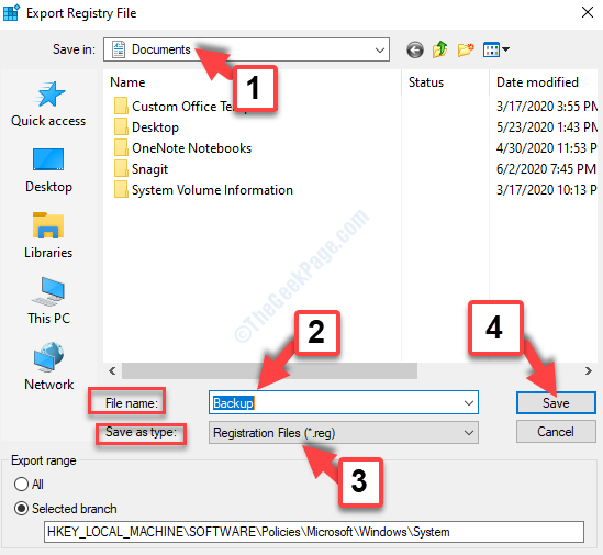 Registrierungsdatei exportieren Speicherort auswählen Dateiname Sicherung Speichern unter Typ Registrierungsdateien Speichern