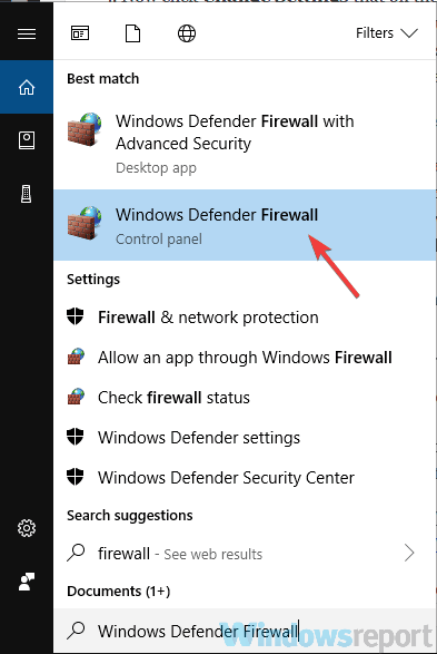 firewall Windows non è stato in grado di creare
