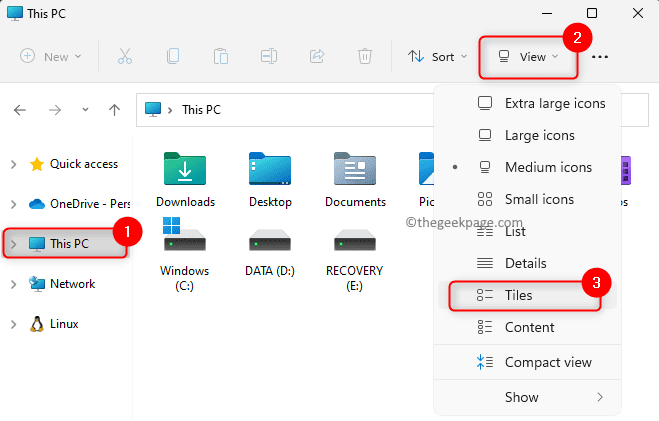 File Explorer Vaata plaadid Min