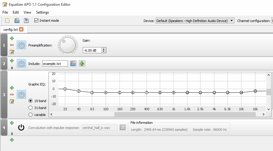 Penguat volume suara Equalizer APO