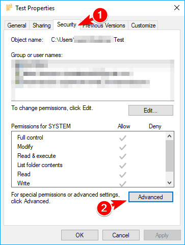 읽기 전용 Windows 10 폴더 변경