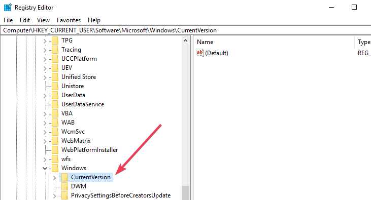 Windows 10: n nykyisen version rekisterieditori