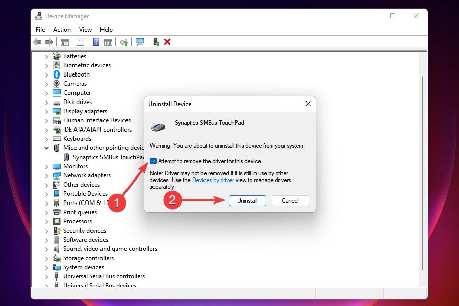 Windows 11'de çalışmayan fare ve klavyeyi düzeltmek için sürücüyü yeniden yükleyin