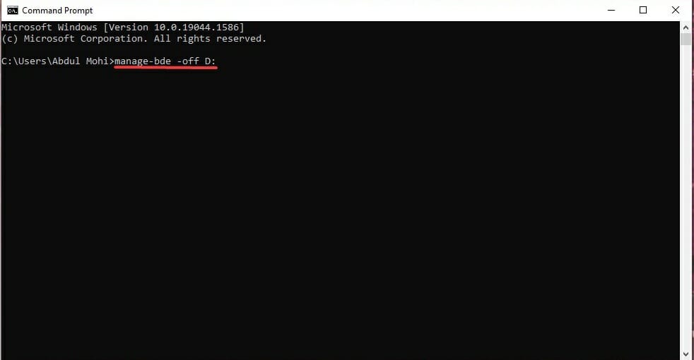 Dezactivarea BitLocker folosind linia de comandă