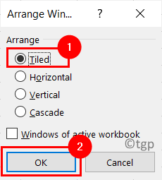 Excel จัดเรียง Windows Tiled Min