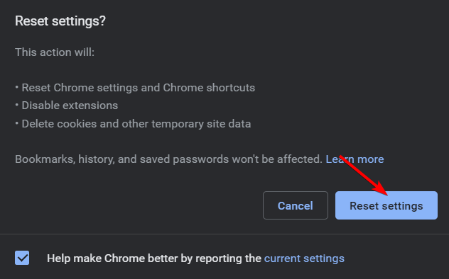 reset-settings-yes Windows 10 blokira instalaciju Chromea