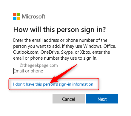 Microsoft-Konto0muss diese Person nicht anmelden Info Min