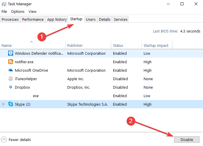 Poista käynnistysohjelmat käytöstä Windows 10
