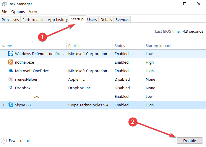 تعطيل برامج بدء التشغيل windows 10