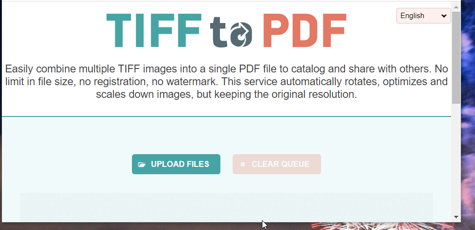 Помощната програма TIFF към PDF комбинира tiff файлове