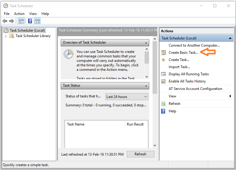A feladatütemező használata a Windows 10 rendszerben
