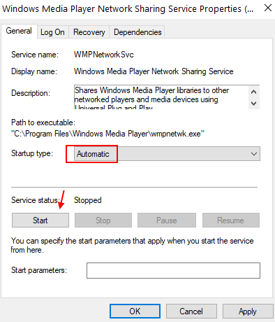Usługa sieciowa Windows Media Min