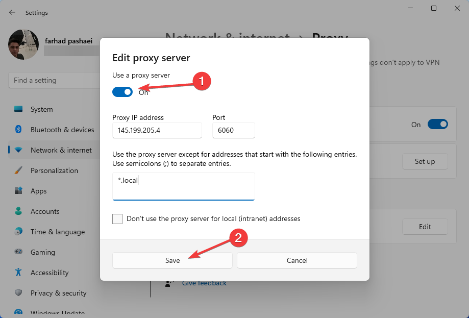 Slå proxy fra for at løse proxyfejl i Windows 11
